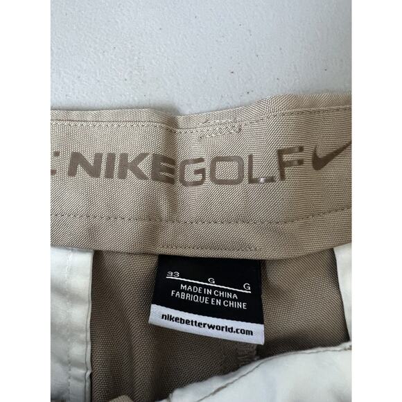 Nike Golf Shorts Men 33 Dri-Fit Khaki Embroidered Logo 11" Inseam Pleated - Picture 4 of 4